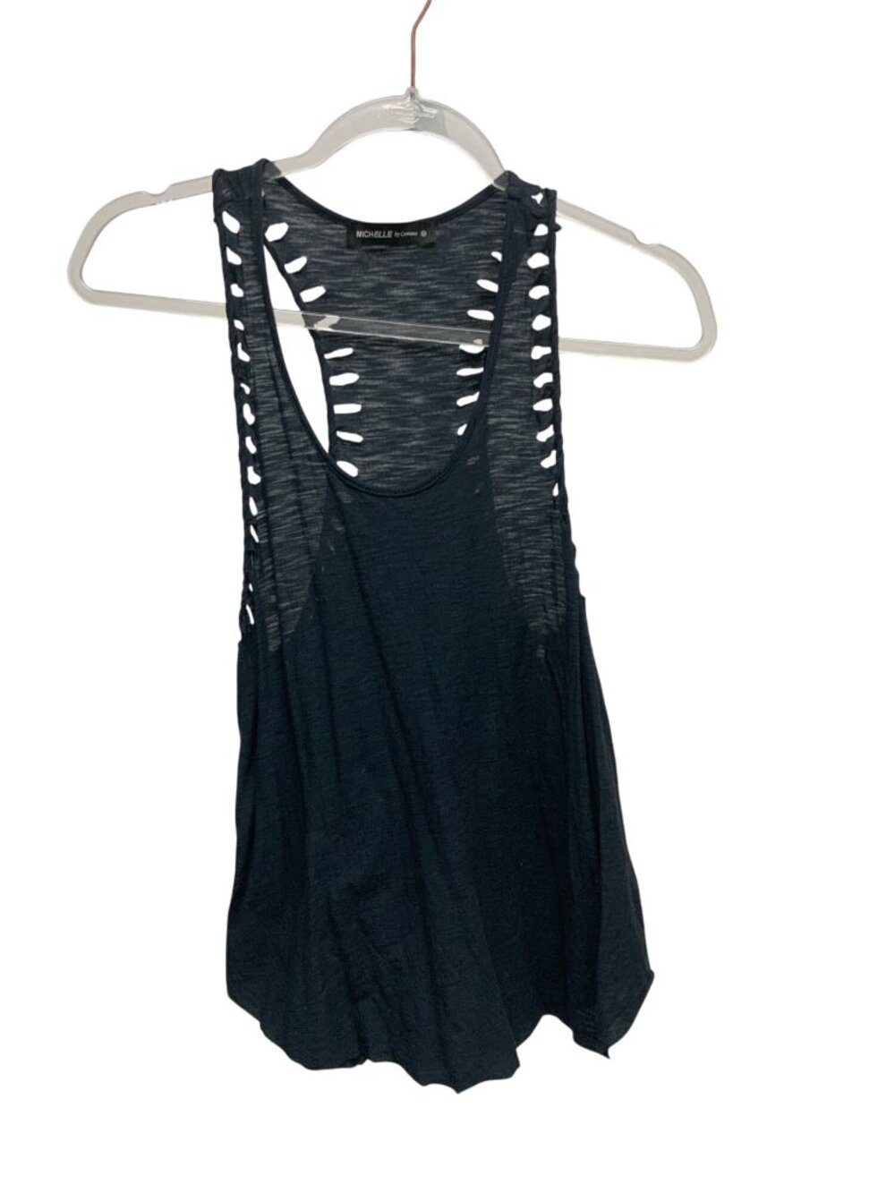Michelle By Comune Racerback Tank With Knot Trim & Raw Hem